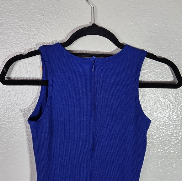 Popilush Built-In Shapewear Crew Neck Sleeveless Midi Lounge Dress Blue Size S - Picture 11 of 15